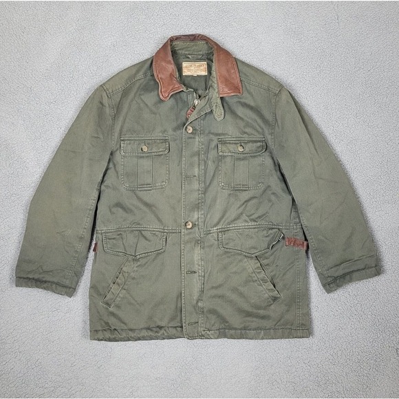 Guess Other - Guess Classics Coat Mens Large Green Safari VTG 90s Button Down Pockets Military